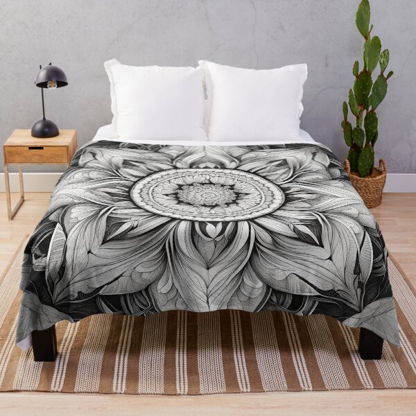Item preview, Mandala en Blanco y Negro de Hojas y Flores designed and sold by MandalasShops.