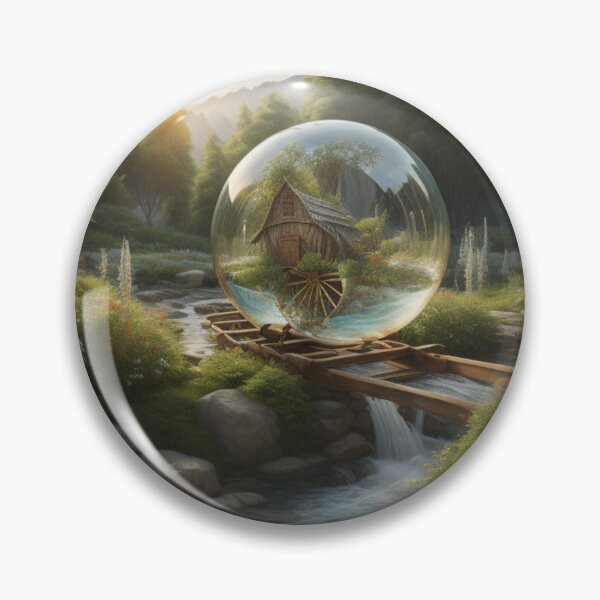 Item preview, Enchanted Wilderness Glass Orb: Rustic House & Turquoise Water designed and sold by EnchantedVista.