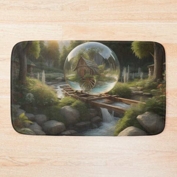Item preview, Enchanted Wilderness Glass Orb: Rustic House & Turquoise Water designed and sold by EnchantedVista.