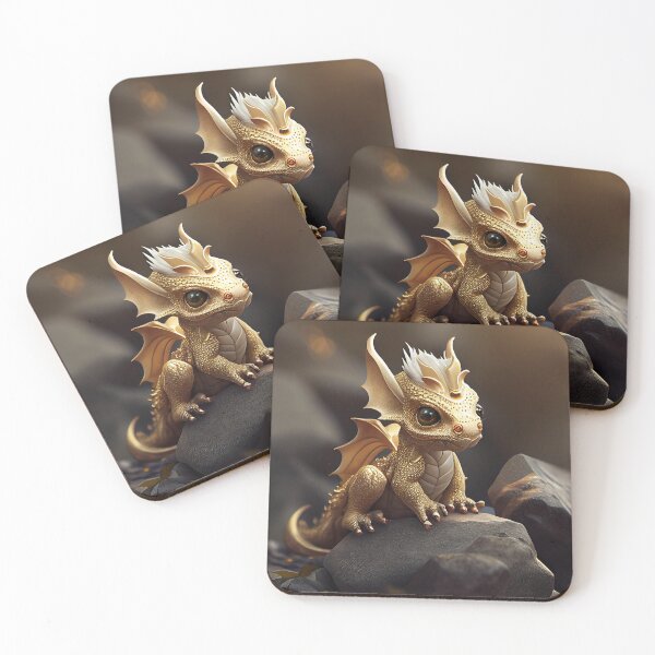 Item preview, Golden Baby Dragon on a Rocky Perch designed and sold by Sillytoe.