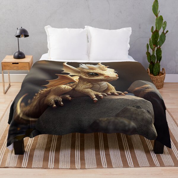 Item preview, Golden Baby Dragon on a Rocky Perch designed and sold by Sillytoe.