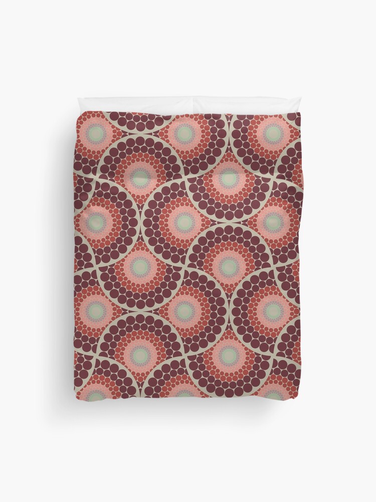 Duvet Cover, Radiant Fashion Week Dot Mandala Art Deco Fans designed and sold by Triplicate Limited