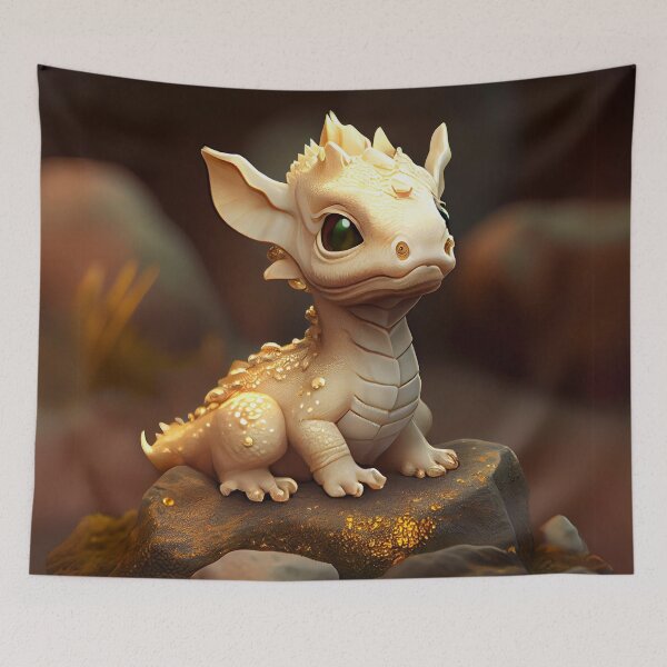 Item preview, Golden Baby Dragon on a Stone Perch designed and sold by Sillytoe.