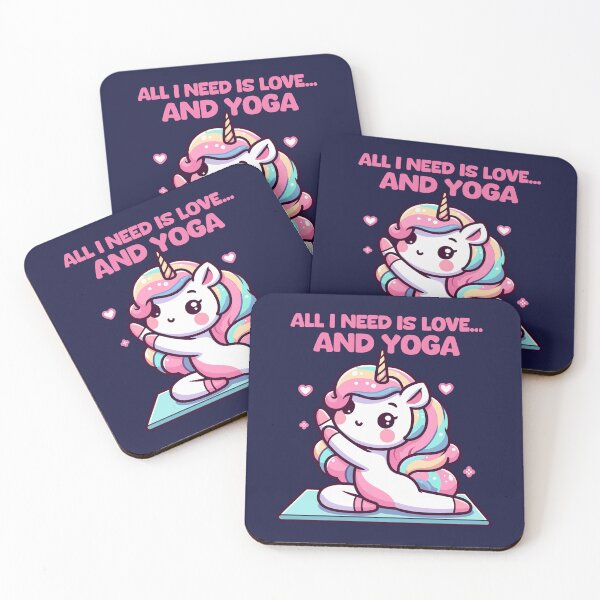 Item preview, Adorable Unicorn Yoga T-Shirt – "All I Need is Love and Yoga" Cute kawaii style designed and sold by Brudy-R.