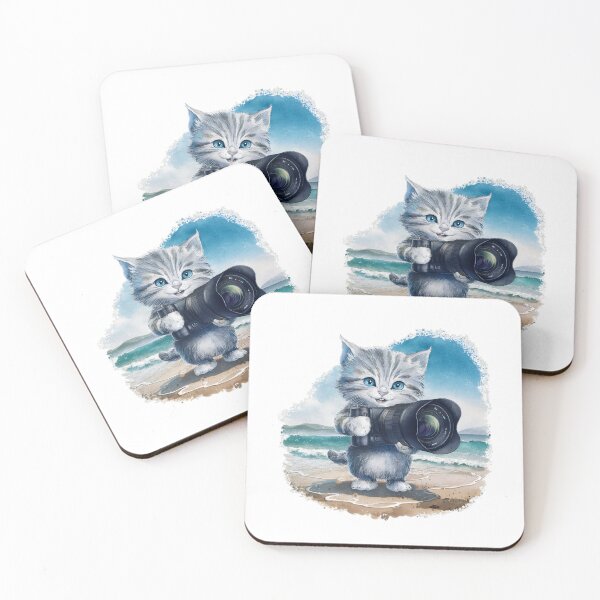Item preview, A Cute Gray Kitten Taking Photos designed and sold by pixelplaza.