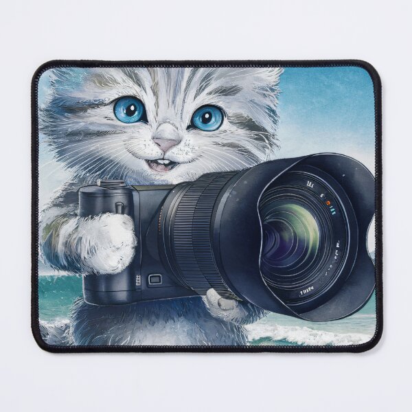 Item preview, A Cute Gray Kitten Taking Photos designed and sold by pixelplaza.