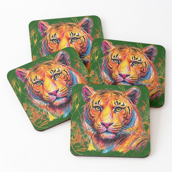 Item preview, The Vibrant Tiger Unleashing Colourful Art Energy designed and sold by ArtComixHaven.