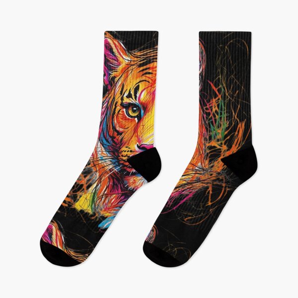 Item preview, The Vibrant Tiger Unleashing Colourful Art Energy designed and sold by ArtComixHaven.