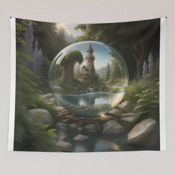 Item preview, Enchanted Wilderness Glass Orb: Majestic Castle & Purple Wildflowers designed and sold by EnchantedVista.