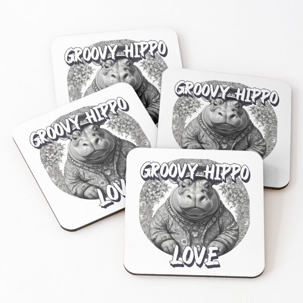 Item preview, Hippie Hippo in pen and ink  designed and sold by EmeraldCauldren.