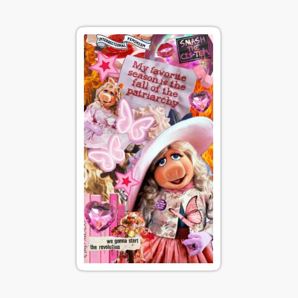 Vista previa del artículo con la obra «Miss Piggy contra el patriarcado // Arte del collage de los Muppets», diseñado y vendido por Evan Bode.