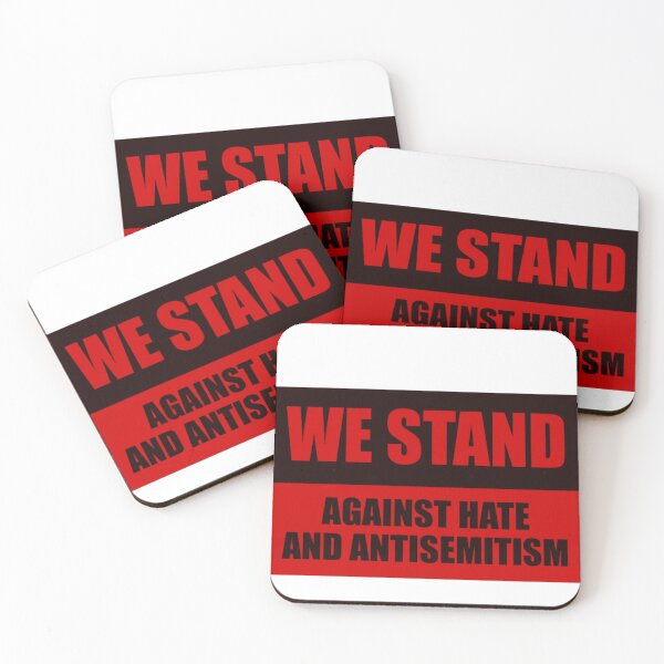 Item preview, RED AND BLACK WE STAND AGAINST HATE AND ANTISEMITISM - rally sign  designed and sold by jessicaleah15.