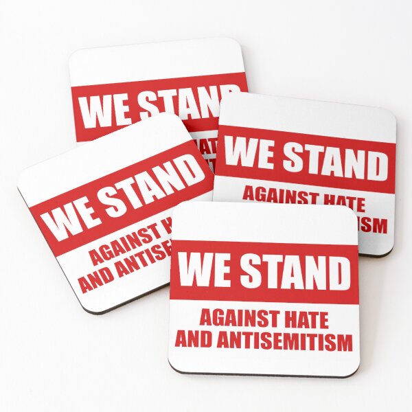 Item preview, RED AND WHITE WE STAND AGAINST HATE AND ANTISEMITISM - rally sign  designed and sold by jessicaleah15.