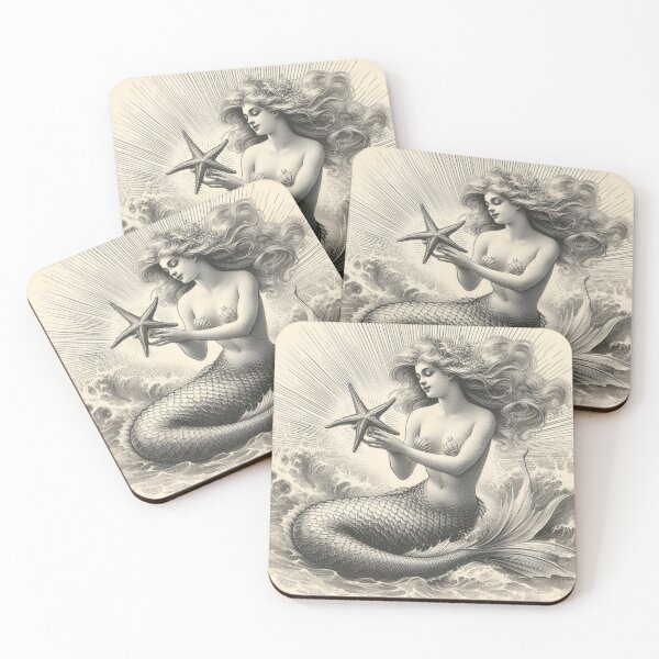 Item preview, Old World Style Mermaid Art designed and sold by SeaStarAlex.