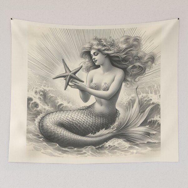 Item preview, Old World Style Mermaid Art designed and sold by SeaStarAlex.