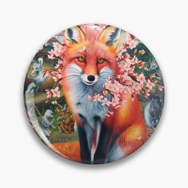 Artikelvorschau, Fuchs-Portrait. Fuchs mit Kirschblüte, Blumenfuchs, Vintage-Fuchs, Fuchs-Malerei, Hieronymus Bosch-Stil entworfen und verkauft von FoxVibes.