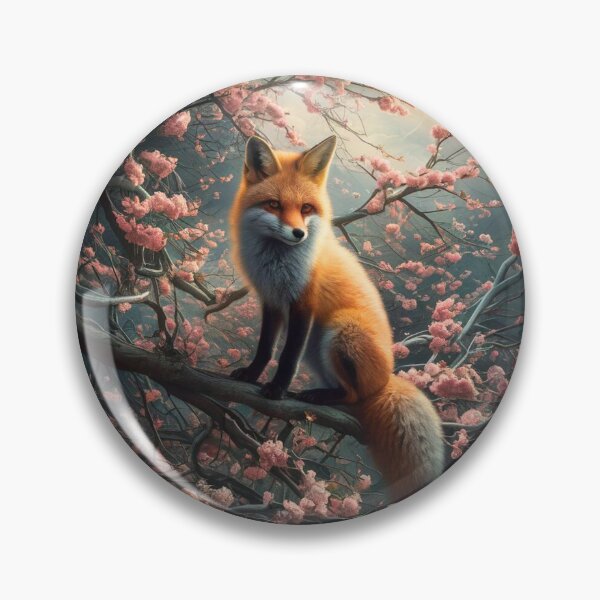 Artikelvorschau, Fuchs-Portrait. Fuchs mit Kirschblüte, Blumenfuchs, Vintage-Fuchs, Fuchs-Malerei, Hieronymus Bosch-Stil entworfen und verkauft von FoxVibes.