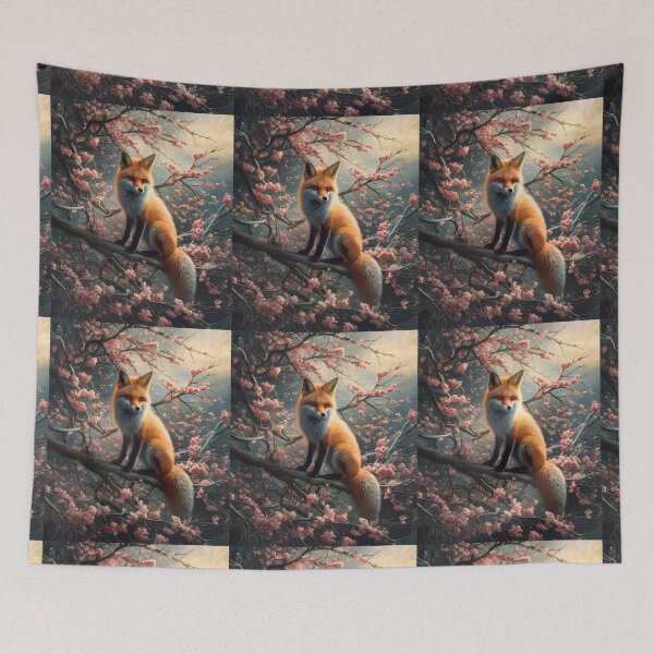 Artikelvorschau, Fuchs-Portrait. Fuchs mit Kirschblüte, Blumenfuchs, Vintage-Fuchs, Fuchs-Malerei, Hieronymus Bosch-Stil entworfen und verkauft von FoxVibes.