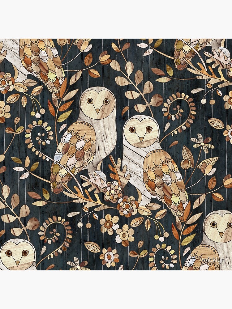 Wooden Wonderland Barn Owl Collage by micklyn