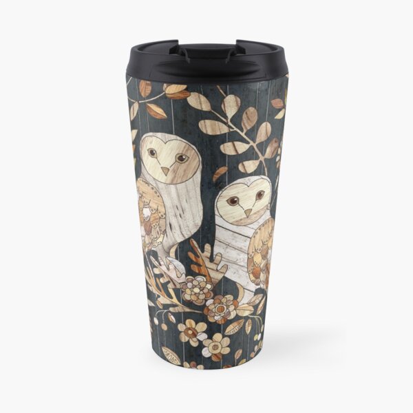 Wooden Wonderland Barn Owl Collage Travel Mug