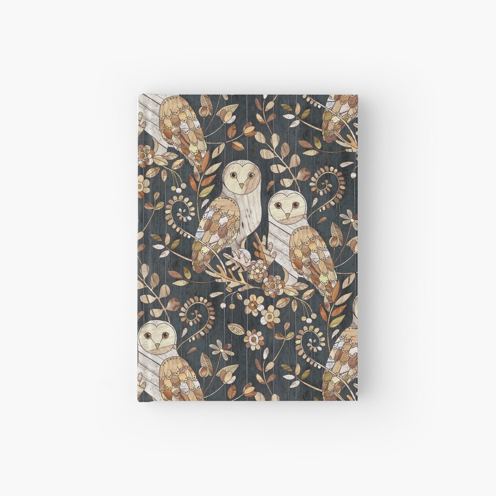 Wooden Wonderland Barn Owl Collage Hardcover Journal