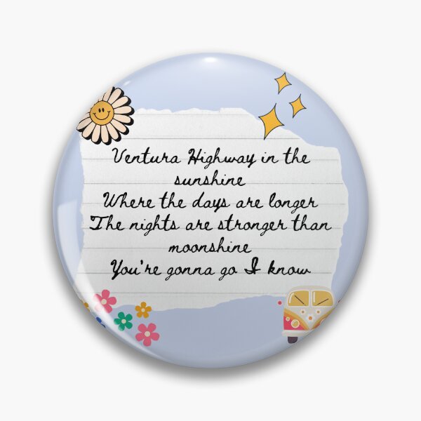 Item preview, Ventura Highway America Band 1970s Lyric Print designed and sold by Femme Pastel Collective.