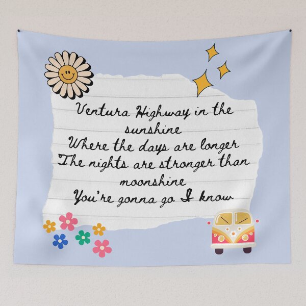 Item preview, Ventura Highway America Band 1970s Lyric Print designed and sold by Femme Pastel Collective.