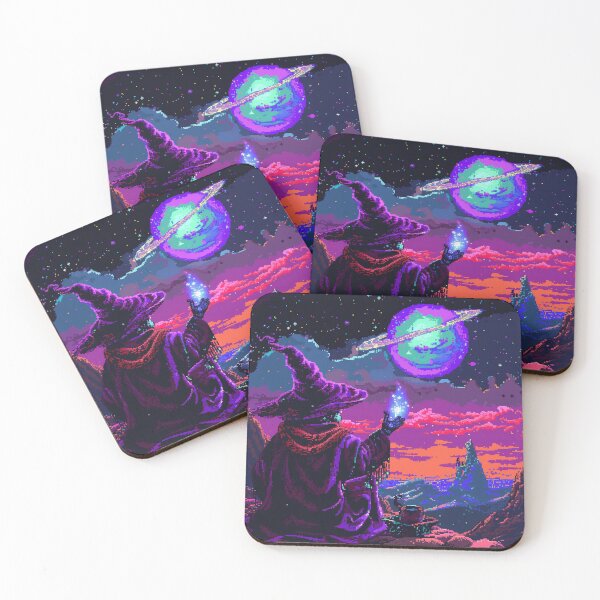 Item preview, Wizard Pixel Psychedelic 8-Bit Retro Space Galaxy designed and sold by Kaos-Bit.