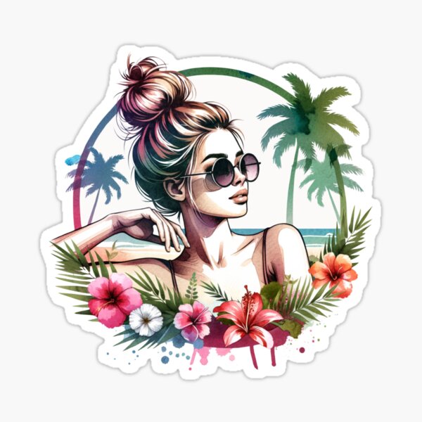 Item preview, Messy Bun Babe on Beach designed and sold by Gracious-Vi.
