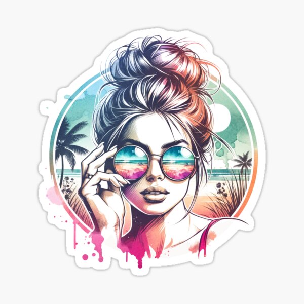 Item preview, Messy Bun Babe on Beach - Reflection designed and sold by Gracious-Vi.