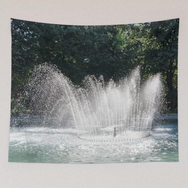 Item preview, Lively Windblown Fountain with Graceful Water Arcs and Sun Sparkles designed and sold by Georgia Mizuleva.