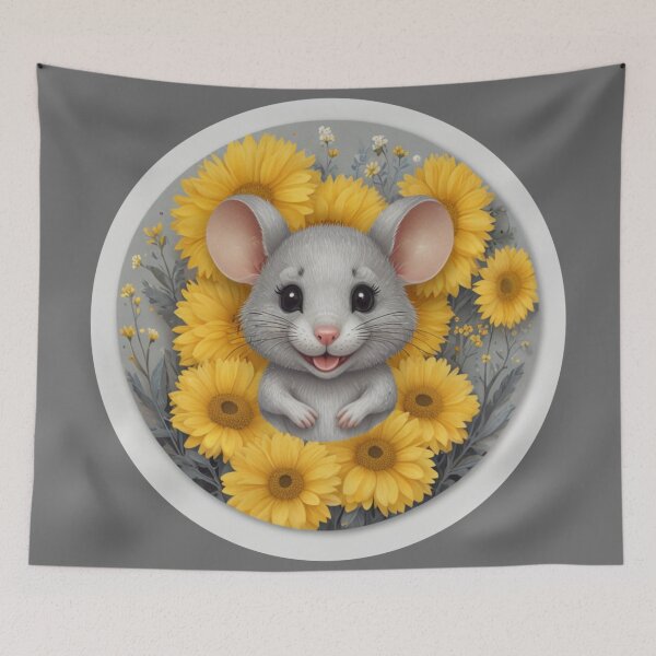 Item preview, Smiling mouse and sunflowers designed and sold by Astralia.