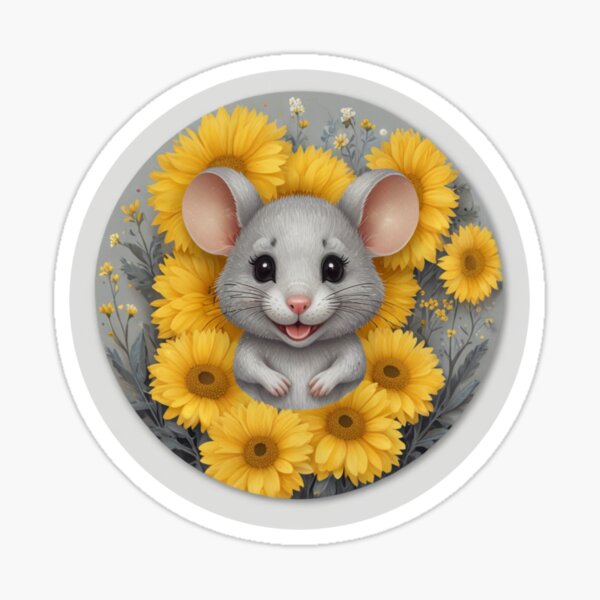 Item preview, Smiling mouse and sunflowers designed and sold by Astralia.