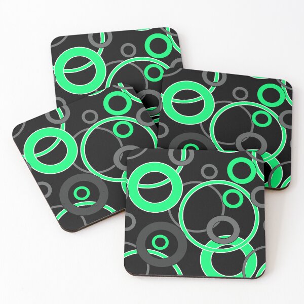 Item preview, Pattern in green, black and grey colors circles and rings designed and sold by fuzzyfox.