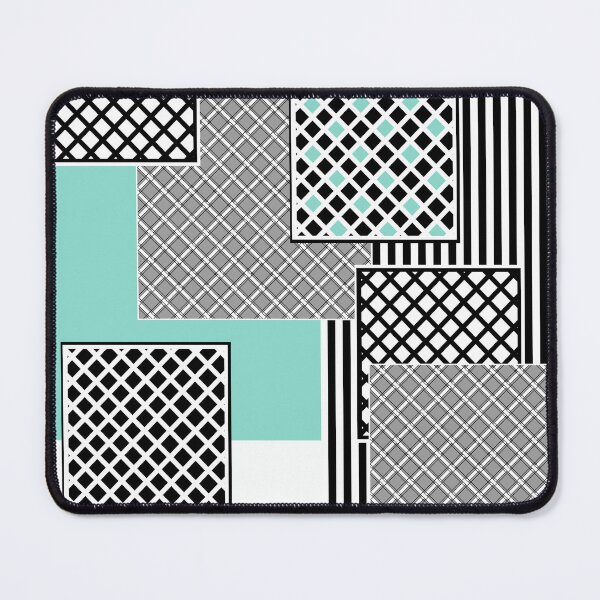 Item preview, Geometric pattern in azur, white, black and grey colors squares designed and sold by fuzzyfox.