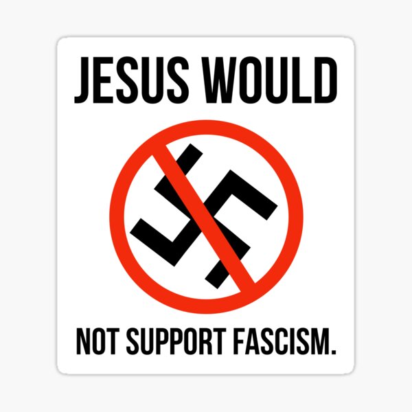 Vista previa del artículo con la obra «Jesús no apoyaría el fascismo », diseñado y vendido por Rachel the Artist .