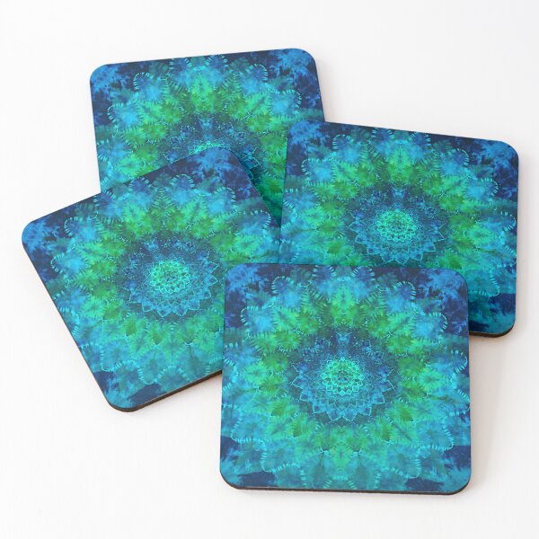 Artikelvorschau, Blau und Grün Tie Dye Mandala spirituelle Meditation Yoga toten Kopf entworfen und verkauft von AuroraXGreen.