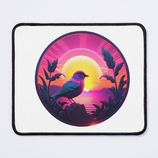 Item preview, Synthwave Cute bird with Sunset designed and sold by EmeraldCauldren.