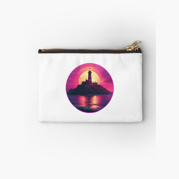 Item preview, Synthwave Lighthouse on Island at Sunset designed and sold by EmeraldCauldren.
