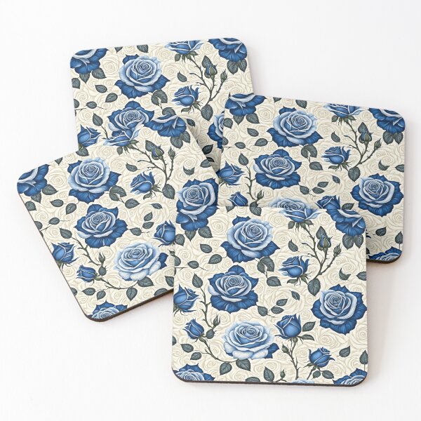 Item preview, Blue Elegance: Blue Roses on a Cream Background designed and sold by Hugoliber.
