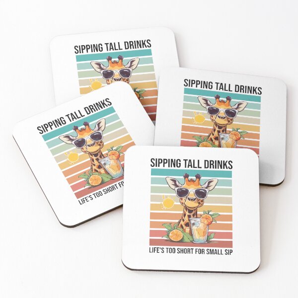 Item preview, Giraffe Sipping Tall Drinks Life is Too Short for Small Sip, Summer Drinking Tropical Ice Cold Lemonade Paradise  designed and sold by Peculiarts.