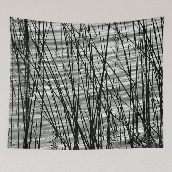 Item preview, Grass Reeds Growing In A Lake In Black And White designed and sold by Designsbygroovy.
