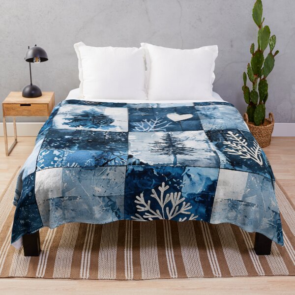 Item preview, Winter Blues Forest Patchwork  designed and sold by Chestnut Falls Studio.