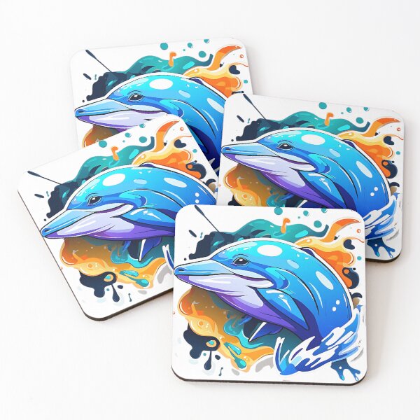 Item preview, Whimsical Waters: A Colorful Dolphin Illustration designed and sold by liameutxxd.