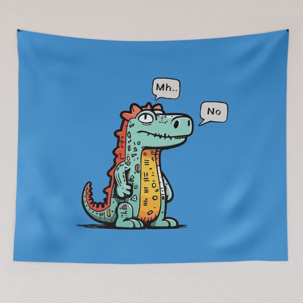 Item preview, Mh... No. - cute dinosaur cartoon thinking and disaproving, a funny designed and sold by ChuckleCharmz.