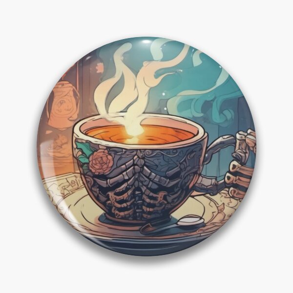 Item preview, animated skeleton hand holding a hot cup of tea designed and sold by kokiupu.