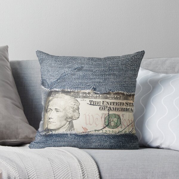 Item preview, Twenty dollars bill through torn blue jeans texture designed and sold by stevanovicigor.