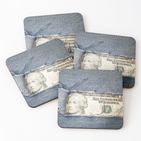Item preview, Twenty dollars bill through torn blue jeans texture designed and sold by stevanovicigor.