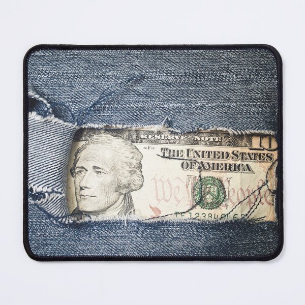 Item preview, Twenty dollars bill through torn blue jeans texture designed and sold by stevanovicigor.