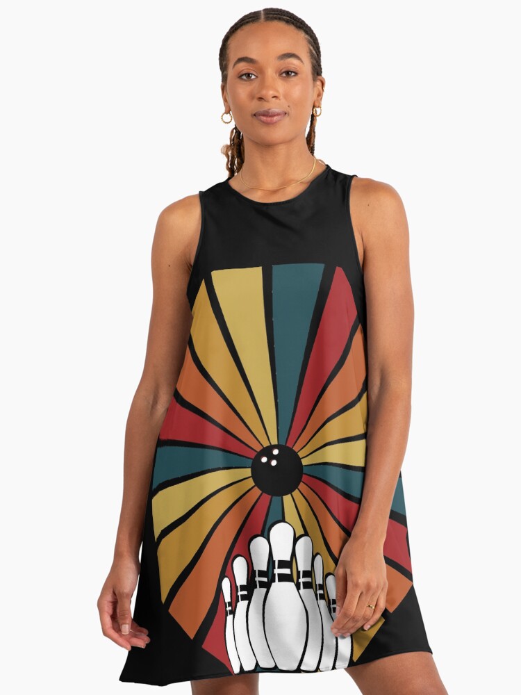 Retro Bowling Alley Strike Bowling A-Line Dress